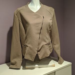 NWOT Tan asymmetrical moto blazer
